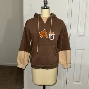 Japanese Bear & Bubble Tea Graphic Hoodie Sweatshirt - Unbranded